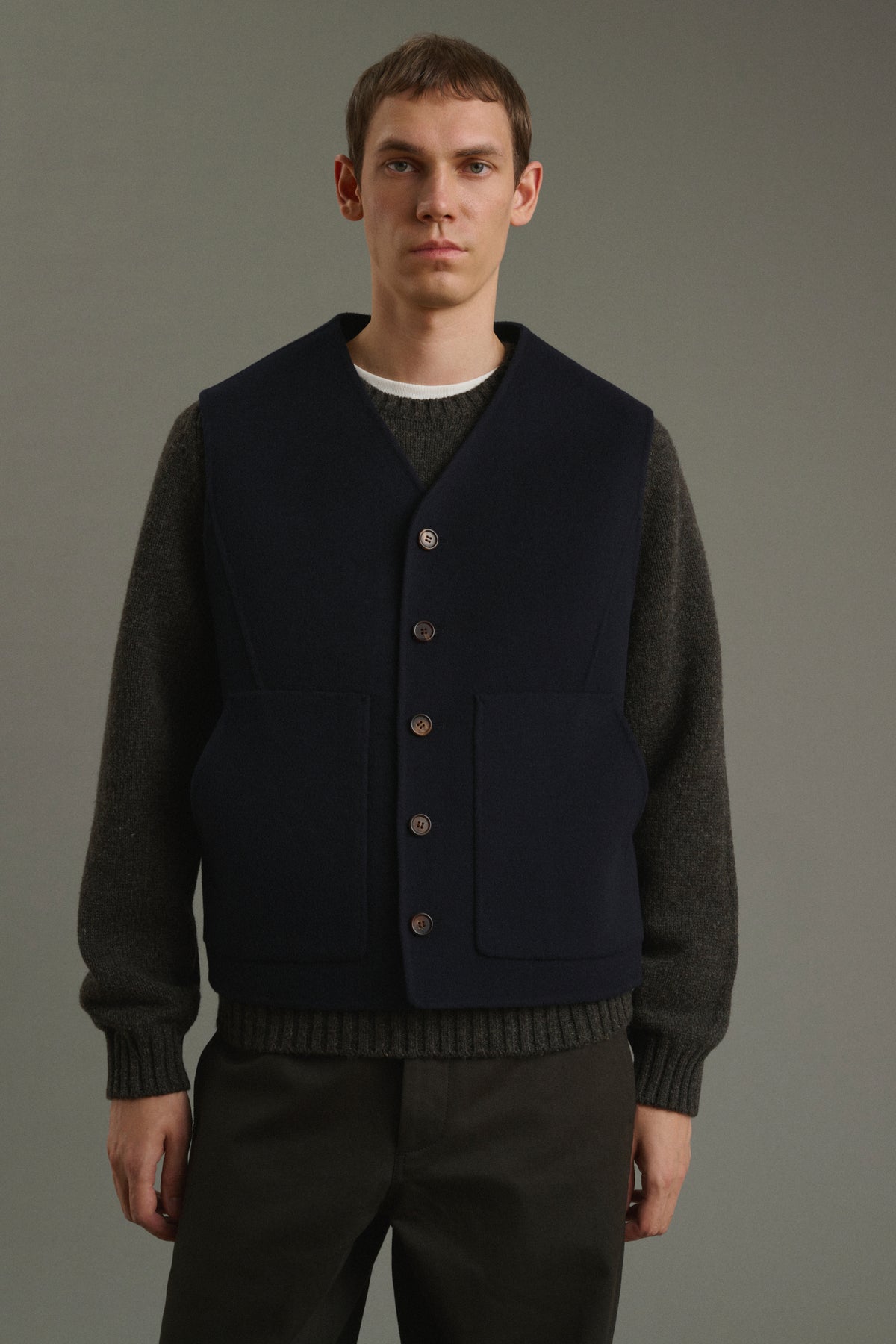 Romain jacket - Deep Navy - Double-Faced Fabric - Men vue 1