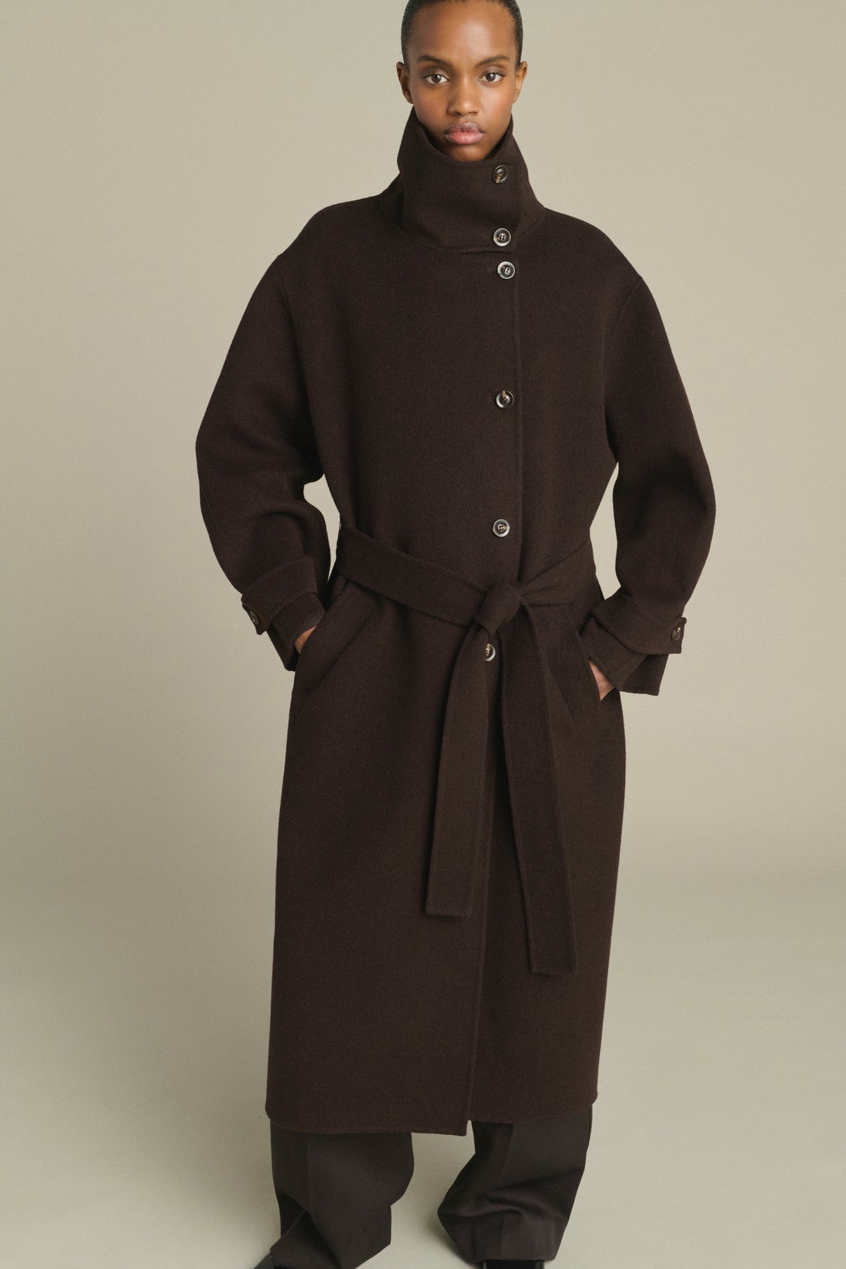 James coat - Dark Brown - Wool - Women vue 3