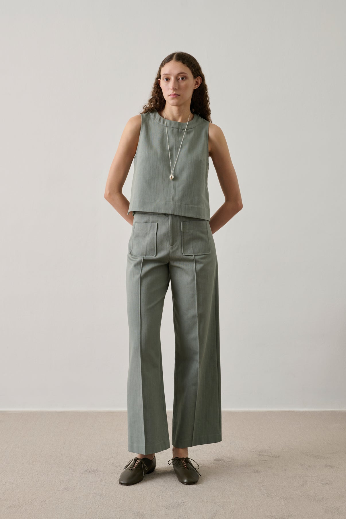 Pantalon Harry - Vert D'Eau - Coton - Femme vue 1