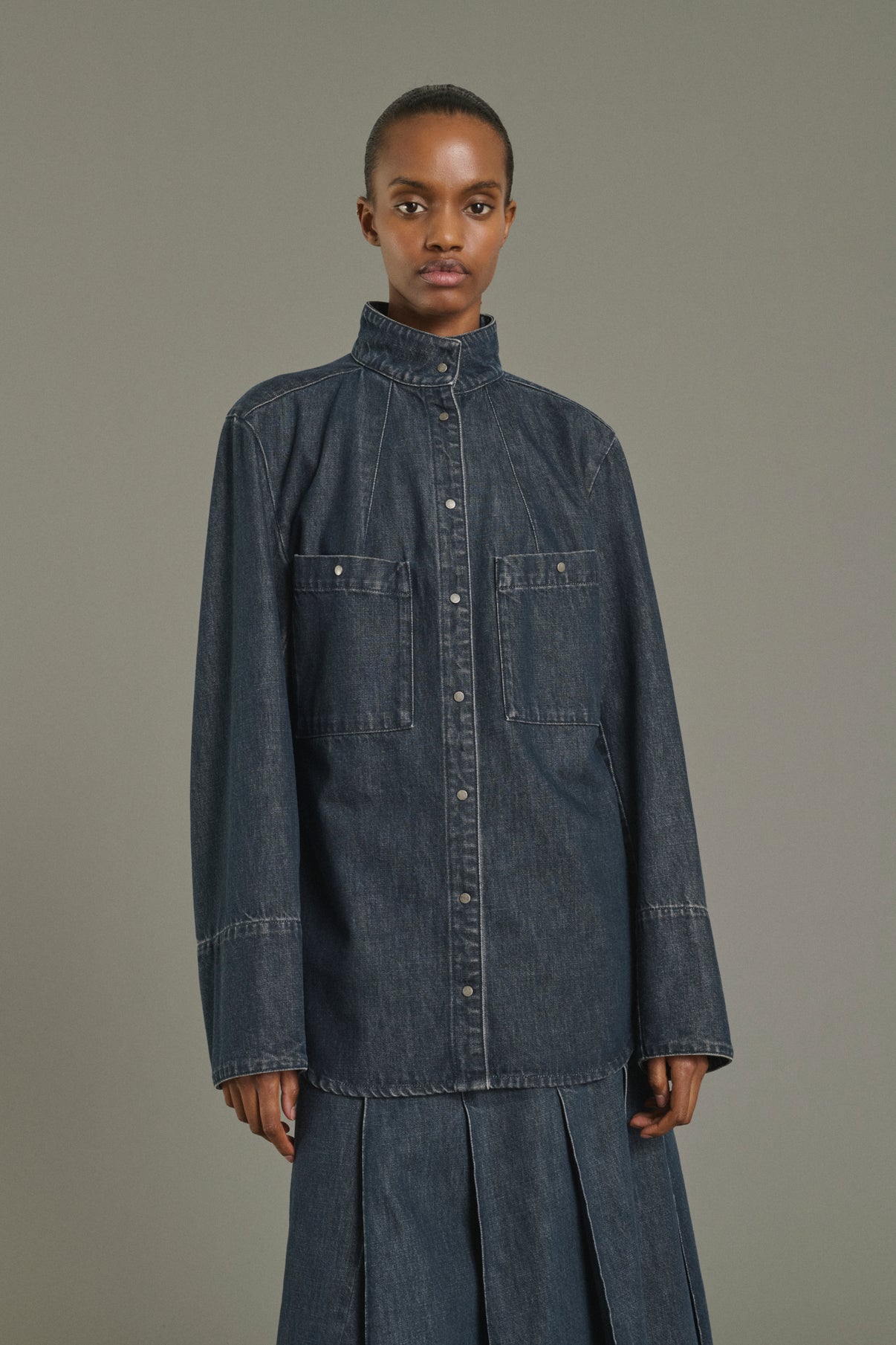 Leslie Shirt - Blue Grey - Cotton - Women vue 1