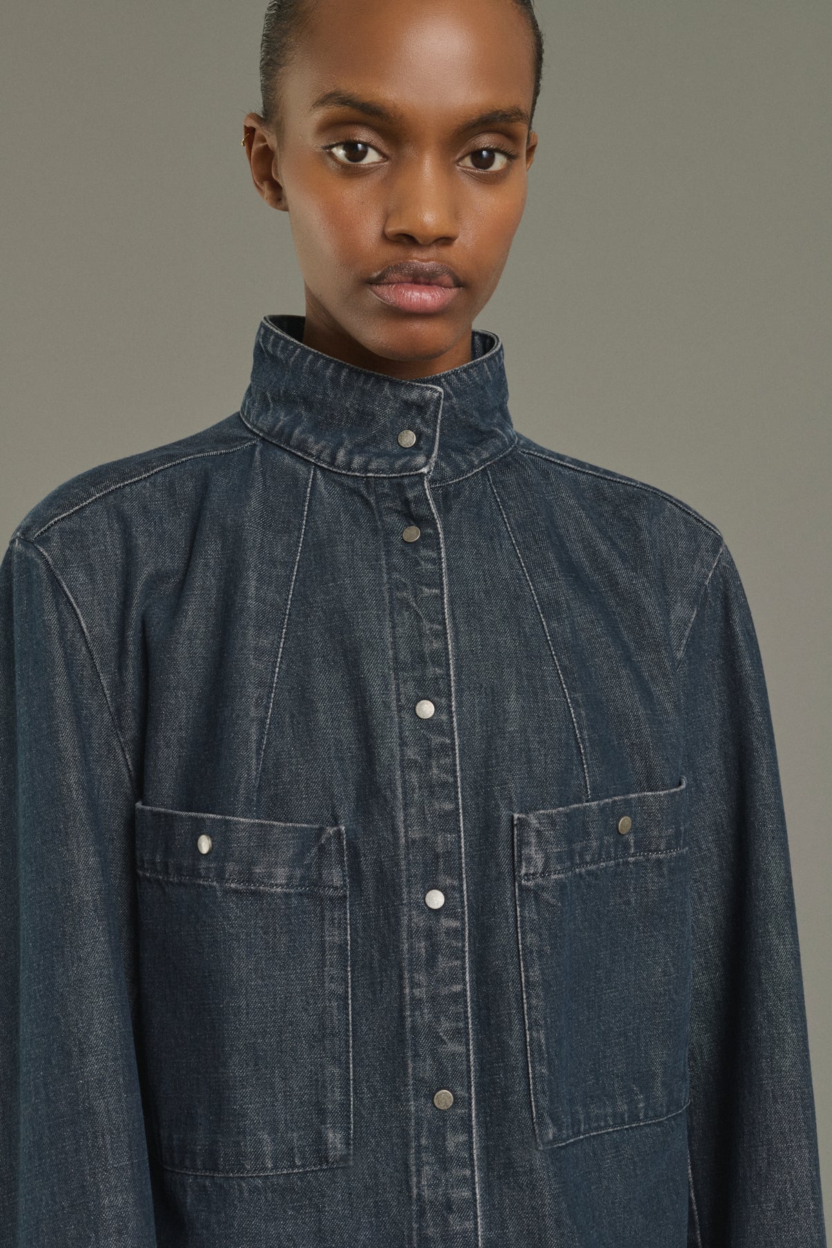 Leslie Shirt - Blue Grey - Cotton - Women vue 3