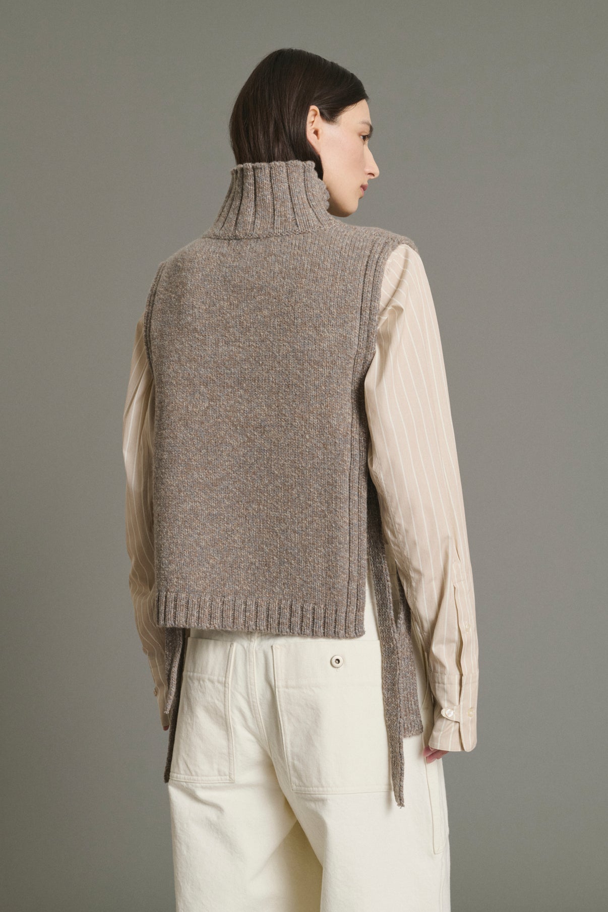 Pullover Or - Beige/Grey - Wool - Women vue 4