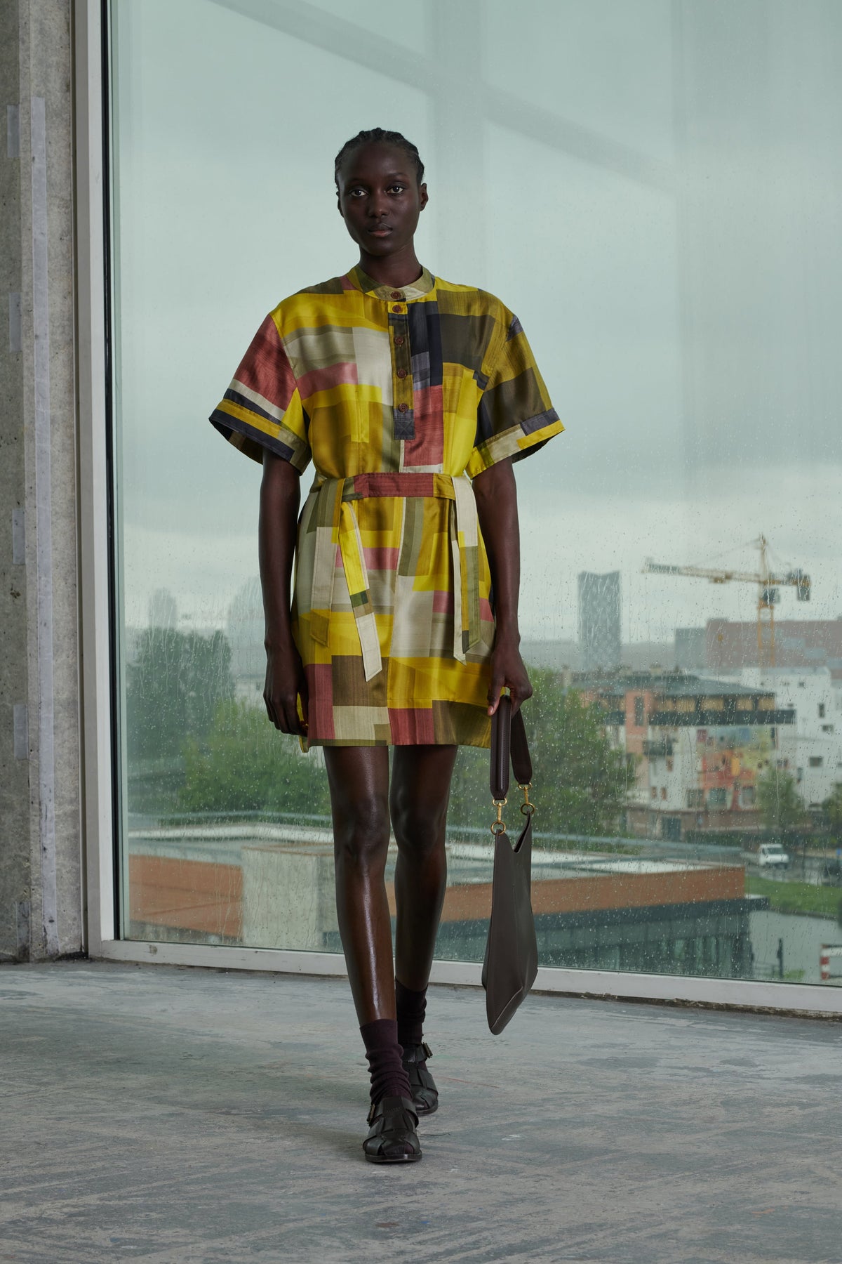 DRESS WANDA YELLOW/KHAKI vue 1