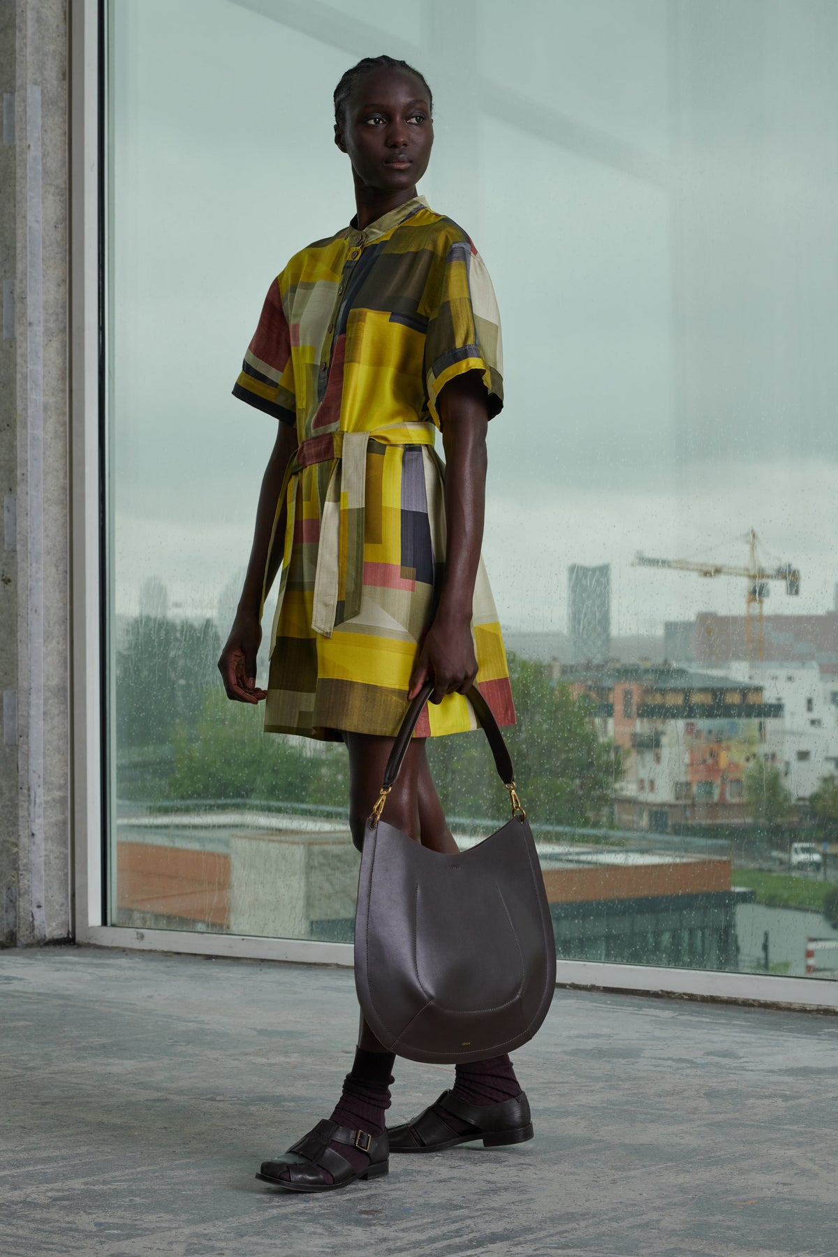 DRESS WANDA YELLOW/KHAKI vue 4