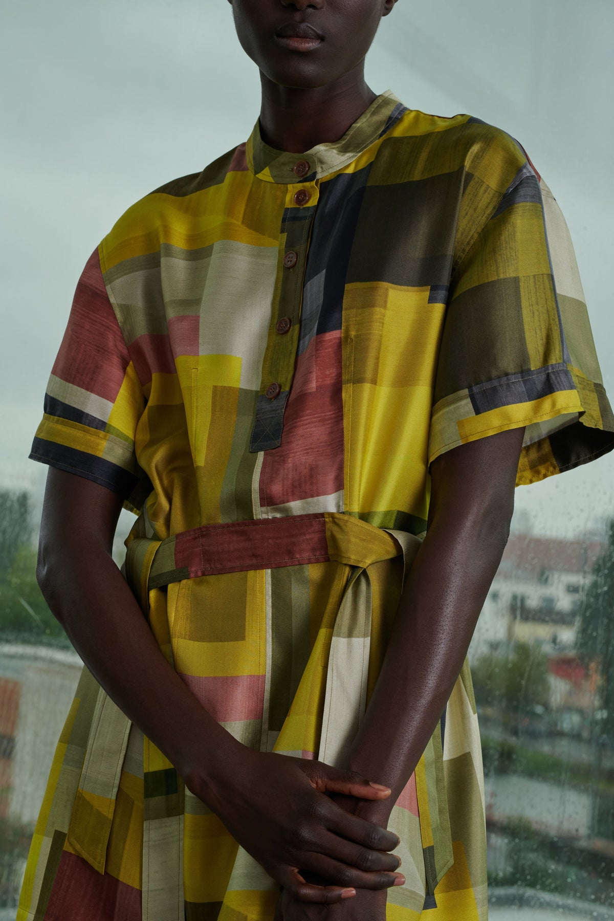 DRESS WANDA YELLOW/KHAKI