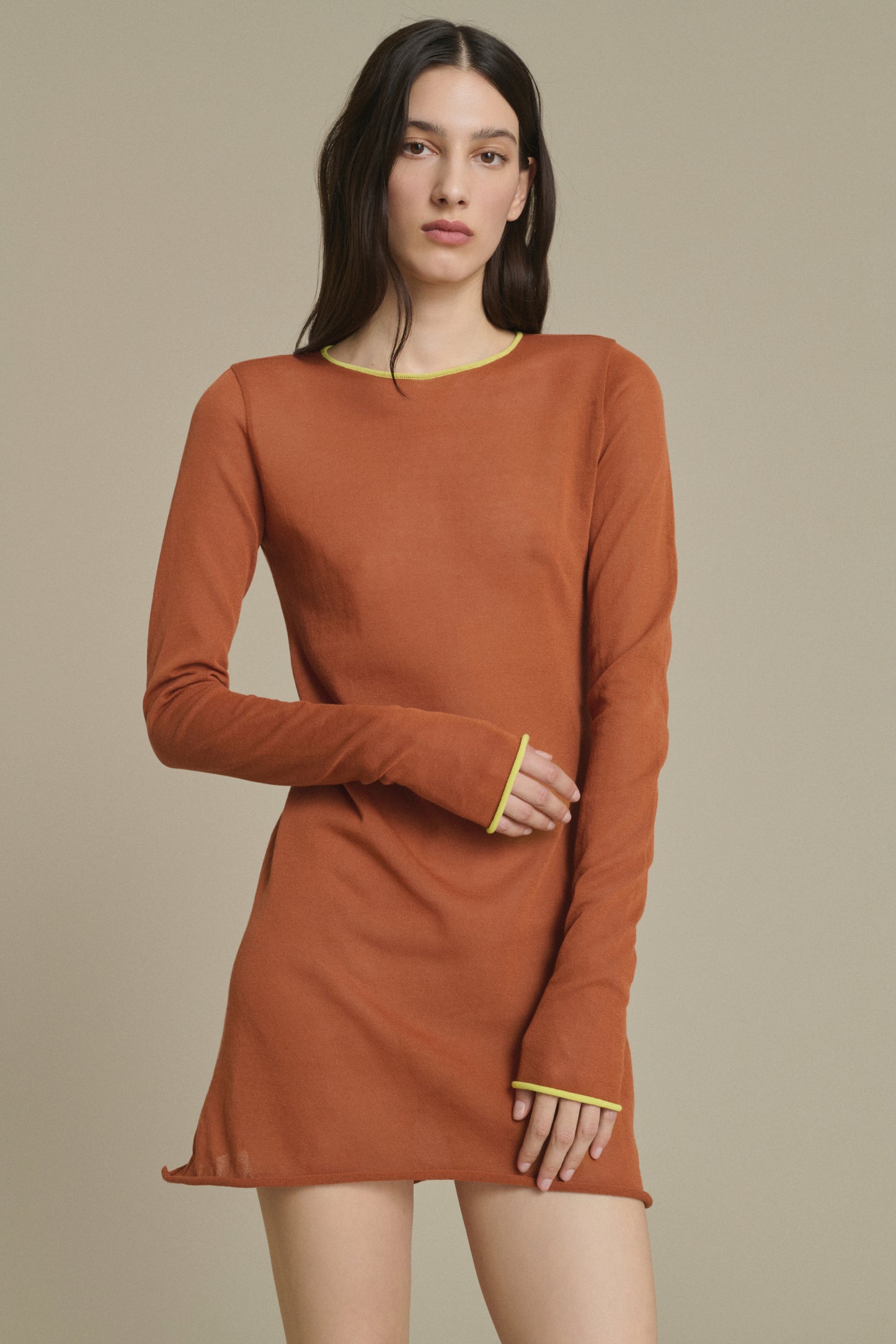 Irene Mini dress in caramel knit Soeur & TL180 - Soeur