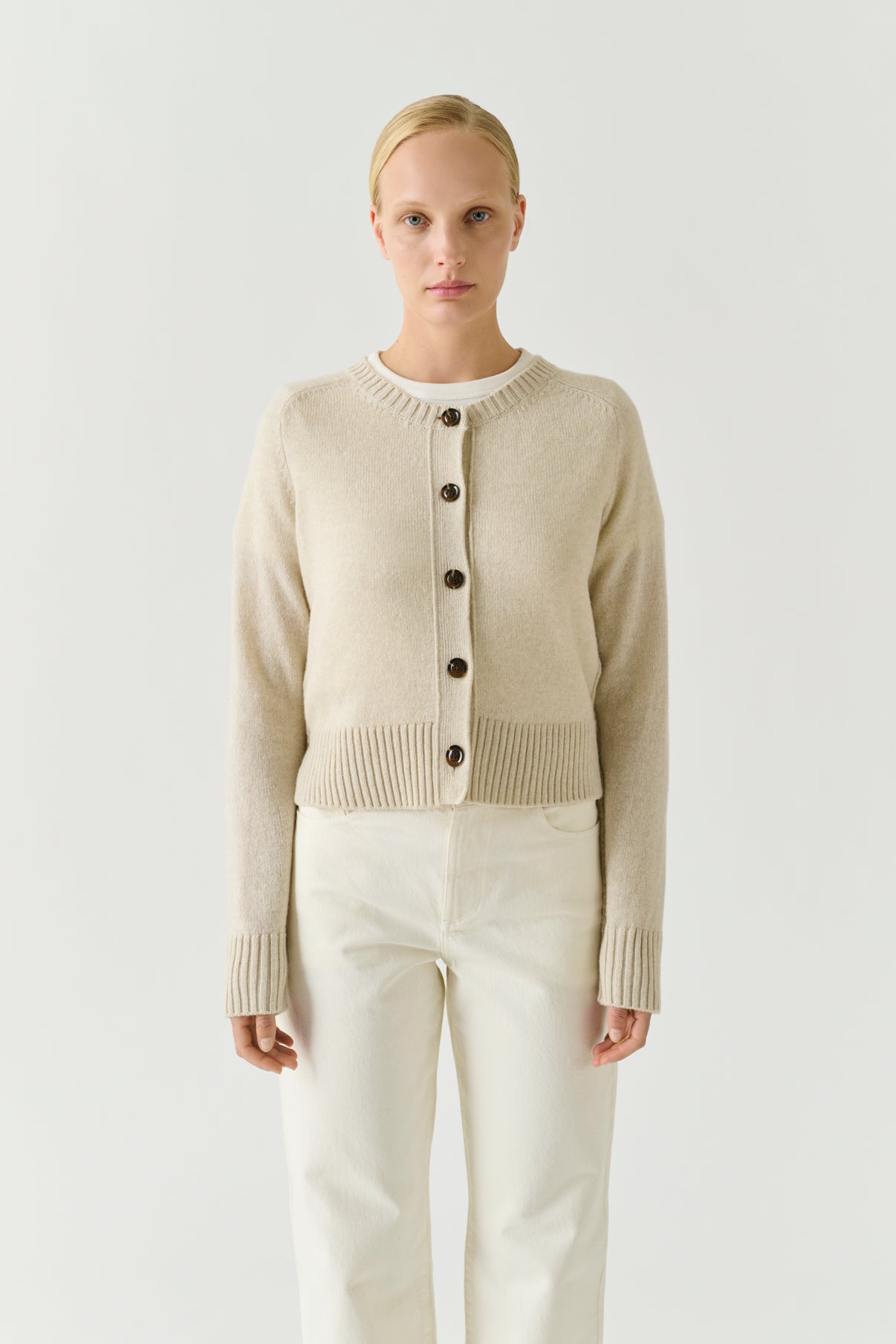 Virginia Cardigan - Écru Chiné - Merino Wool - Women vue 1